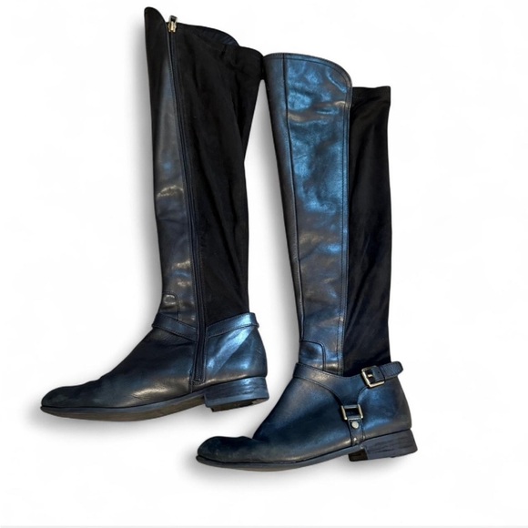 Knee high black Leather franco sarto boots size 9 - Picture 1 of 8